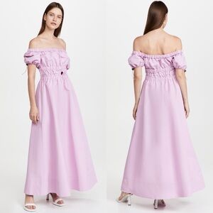 NWT Staud Lavender Purple Vine Dress Off Shoulder Crisp Heavyweight New Boho XS